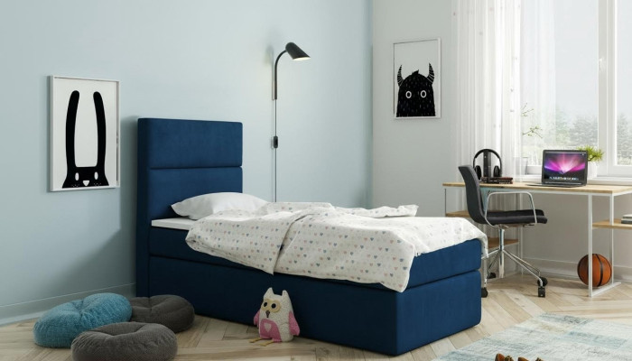 Bett Boxspring Blau Design Bett Big Polster Hotel Ehe Luxus Betten 80x200cm Neu