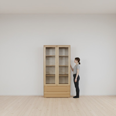 Klassischer Vitrinen Schrank Vitrine Handarbeit Vollholz Schrank Holz Schränke