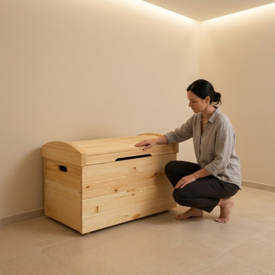 Deko Box Vollholz Möbel Holz Möbel Handarbeit Schatule Truhe Echtholz 90x55cm