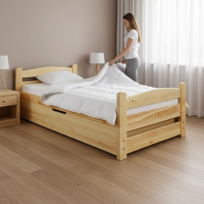 Schlafzimmer Holzbett Echtes Holz Bett Betten Hotel 90x200 Stil Massive Möbel