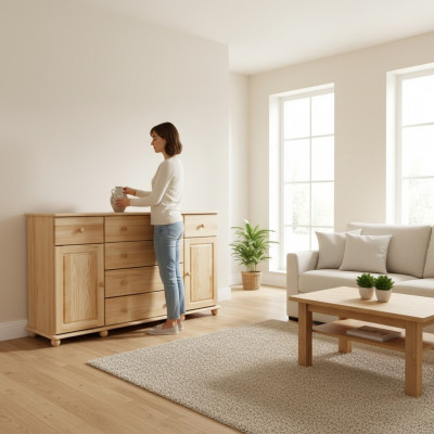 Design Kommode Handarbeit Holz Anrichte Sideboard Schrank Neu Vollholz Möbel Neu