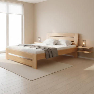 Holzbett Echtes Holz Bett Betten Schlafzimmer Hotel 180x200 cm Stil Massive Möbel