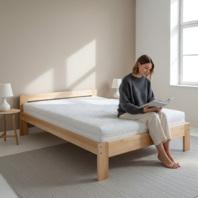 Schlafzimmer Holzbett Echtes Holz Bett Betten Hotel 180x200cm Stil Massive Möbel