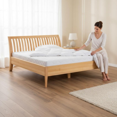 Bett Holz Massive Schlafzimmer Betten 100x200 cm Einzelbett Massivmöbel Möbel