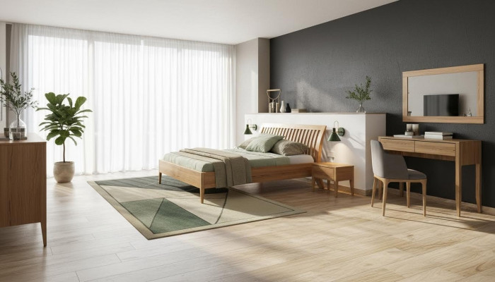 Schlafzimmer Holzbett Echtes Holz Betten Hotel 180x200 Stil Massive Möbel
