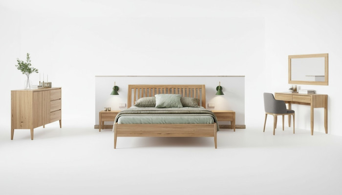 Schlafzimmer Holzbett Echtes Holz Betten Hotel 180x200 Stil Massive Möbel