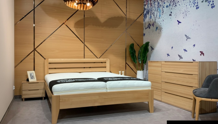 Schlafzimmer Holzbett Echtes Holz Bett Hotel 180x200 Stil Massive Möbel Betten