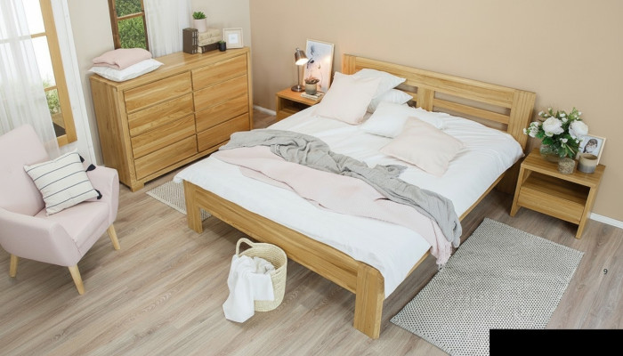 Schlafzimmer Möbel Set Bett Massivholz Nachttische 2x Betten Echtes Holz 3tlg.