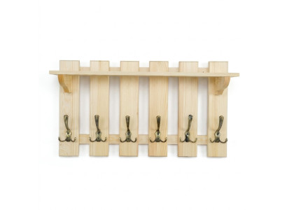 Garderobenpaneel 70x40 cm Wandgarderobe Garderobe Kiefer massiv 6 Haken
