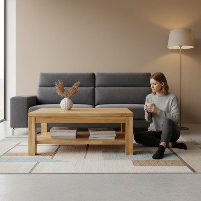 Vollholz Natur Couchtisch massive Holz Möbel edel Design Wohnzimmertisch Tische