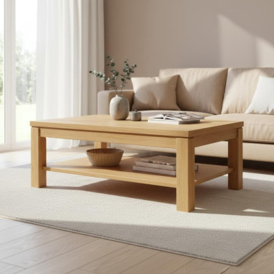 Vollholz Natur Couchtisch massive Holz Möbel edel Design Wohnzimmertisch Tische