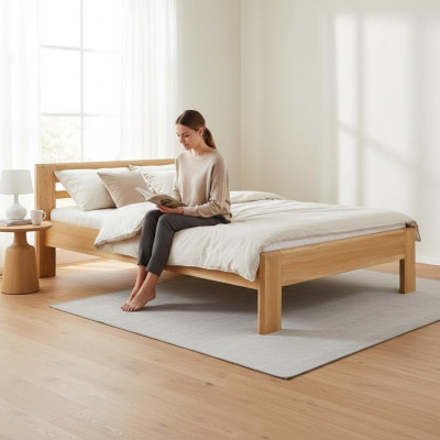 Betten Holzbett Echtes Holz Bett Hotel Design Stil Massive 120x200 Schlafzimmer