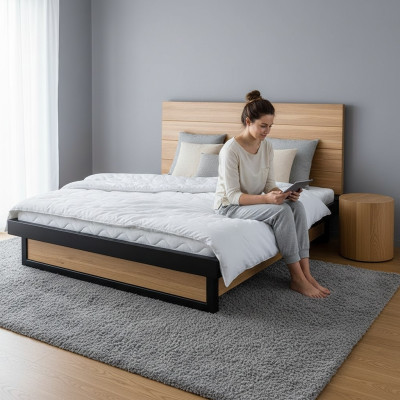 Modernes Bett Echtes Holz 160x200cm Design Betten Bettgestell Eiche Stil Neu