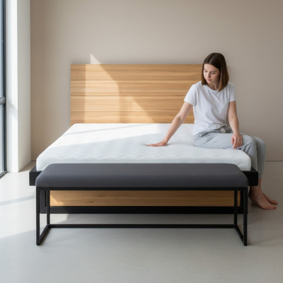 Modernes Bett Echtes Holz 140x200cm Design Betten Bettgestell Eiche Stil Neu