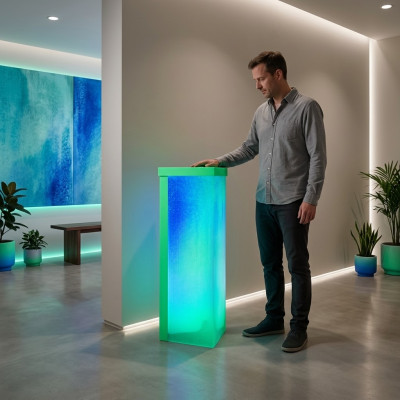 Wasser Wand Led Bar Regal Säule Wassersäulen Theke Designer Beleuchtet