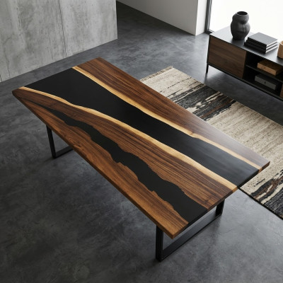 Tisch Esstisch Tische Epoxid Harz Epoxy Echtes Holz Massive Design