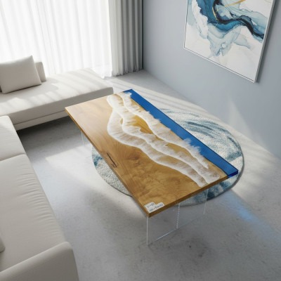 Tische Esstisch Design Tisch Moderne Meer Fluss Möbel 181x81 Epoxid