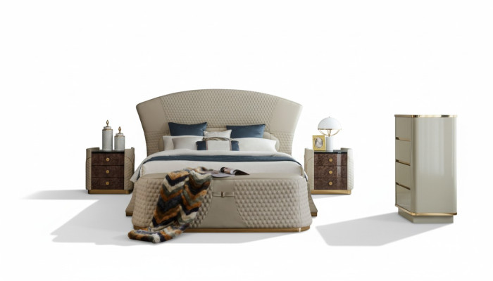 Schlafzimmer Bett Hocker 2x Nachttisch Komplette Sets Leder Möbel