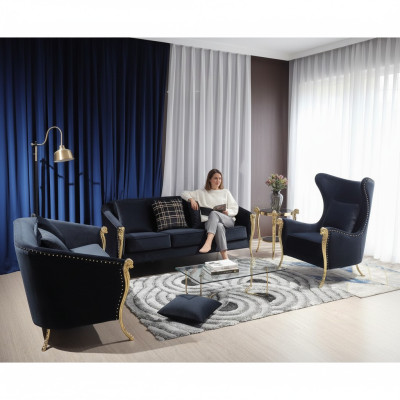 Klassische goldene samt luxus wohnlandschaft sofagarntur sitzer set schlangen