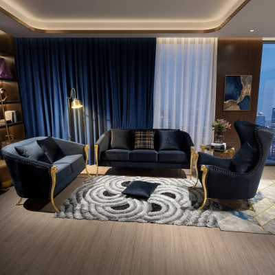 Klassische goldene samt luxus wohnlandschaft sofagarntur sitzer set schlangen