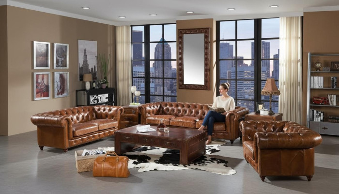 Sofagarnitur 3+2+1 Sitzer Set Sofa Polster Couch Leder Relax Wohnzimmerset