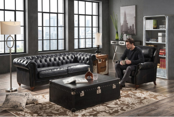 Luxus Chesterfield Sofagarnitur 3+1 Sitz Couchtisch 4tlg.Set Sofa Leder
