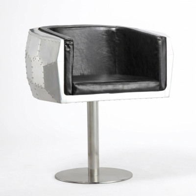Stuhl Stühle Leder aluminium Design möbel Esszimmer Lehnstuhl Flieger echtleder
