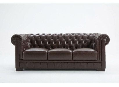 Dreisitzer Couch Polster Design Sofa Moderne 3er Sitz Sofas chesterfield braun