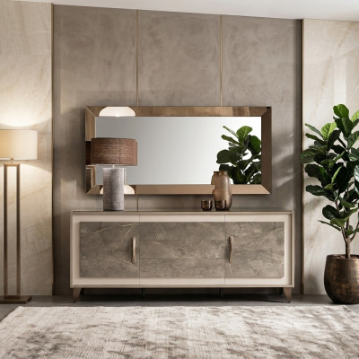 Buffet Anrichte Kommode Spiegel 2tlg Kommoden Holz Möbel Sideboard arredoclassic