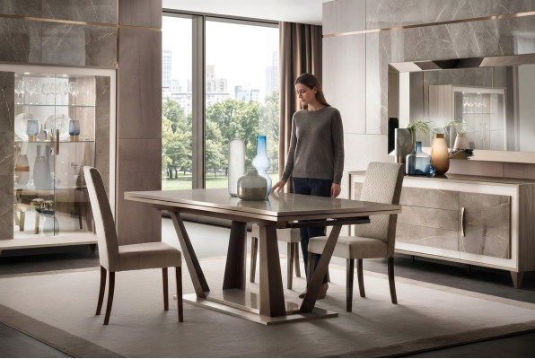 Luxus Möbel Esstisch Tisch Esszimmer Wohnzimmer Holz Edelstahl Design Tische Neu