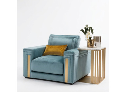 Sessel Club Lounge Design Lehn Stuhl Polster Sofa Fernseh Blau arredoclassic