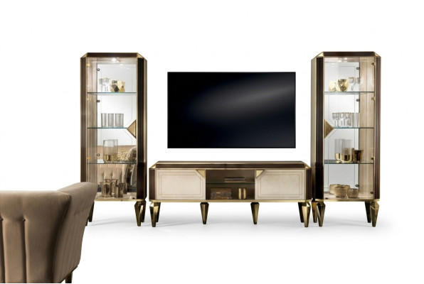 Wohnwand Set Vitrinen Vitrine Kommode Wohnzimmer Möbel Einrichtung Garnitur Set