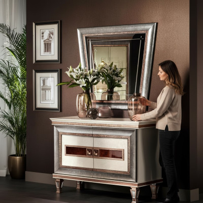 Konsolen Tisch Kommode mit Spiegel Luxus Möbel Set Konsole 2tlg. Made in Italy