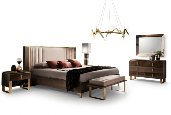 Design Schlafzimmer 6 tlg. Komplett Set Bett Nachttisch Kommode Arredoclassic
