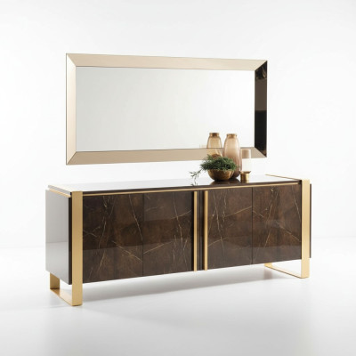 Konsolen Tisch Kommode mit Spiegel Luxus Klasse Möbel Set Konsole 2tlg. Holz Neu