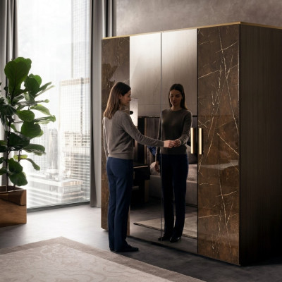 Luxus Kleider Schrank Designer Kleiderschränke Hochglanz Möbel Wohnen Holz Neu