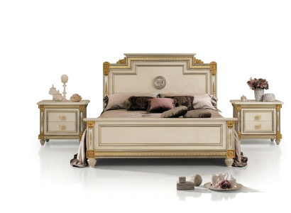 Bett + 2x Nachttisch 3 tlg. Schlafzimmer Set Designer Luxus Schlafzimmer Barock