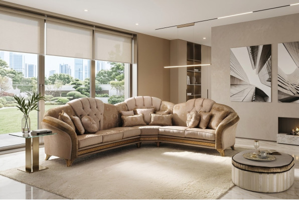 Ecksofa L-Form Sofa Wohnlandschaft Garnitur Polster Stoff Couch Design Möbel