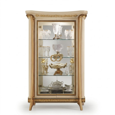 Vitrine Vitrinen Schrank Glasschrank Wohnzimmer Regal Barock Rokoko Echtes Holz