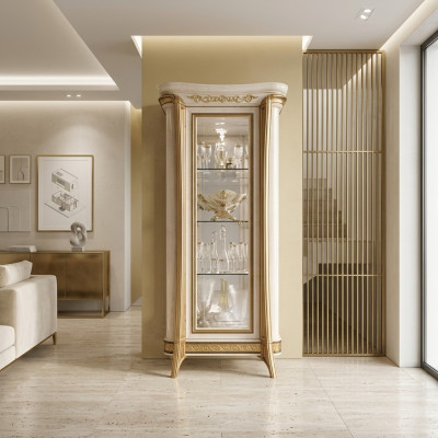 Luxus Schaufenster Vitrine Glas Schrank Klassisch Stil Möbel Regal ITALY NEU
