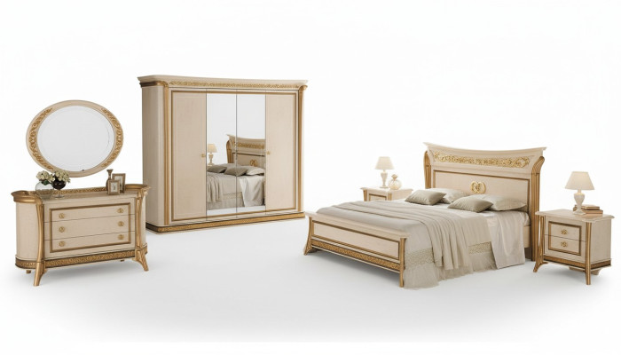 Bett 2x Nachttisch 3 tlg. Schlafzimmer Set Möbel Modern Betten arredoclassic neu