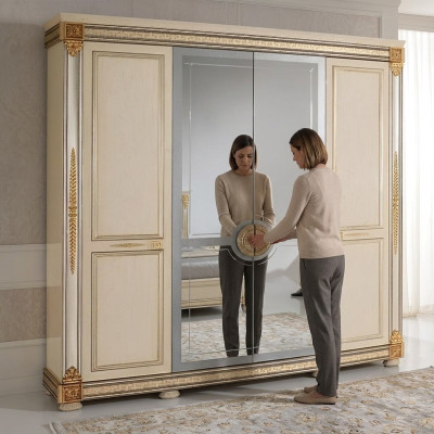Luxus Kleider Schrank Kleiderschränke Hochglanz Möbel Designer Wohnen Holz Neu