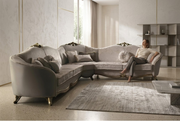 Ecksofa Wohnlandschaft Sofa Couch L Form Polster Couchen Textil arredoclassic