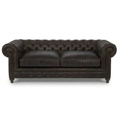 Brauner Chesterfield 3-Sitzer Designer Wohnzimmer 3-er Couch