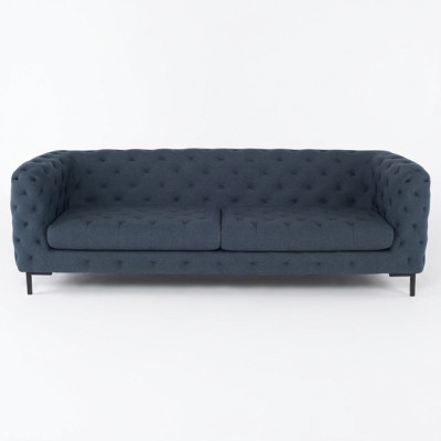 Grauer Moderner 3-Sitzer Chesterfield Wohnzimmer Stilvolle Couch 
