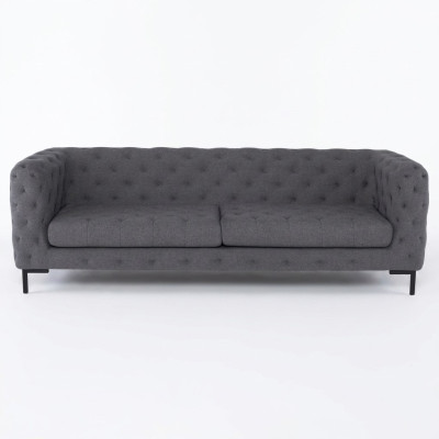 Grauer Polster Chesterfield 3-Sitzer Luxus Wohnzimmer Couch