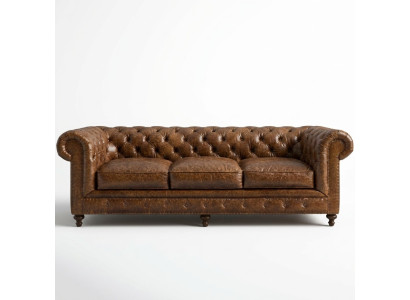 Designer Chesterfield brauner Dreisitzer Luxus 3-Sitzer Couch