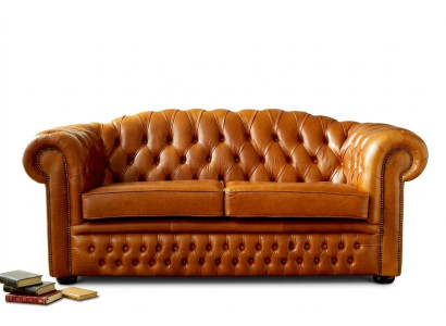 Chesterfield Sofa Couch Polster Stoff Leder Couchen Braune Garnitur 3 Sitzer