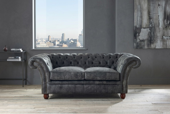 Chesterfield Sofa Couch Polster Stoff Leder Couchen  Polster Garnitur 2 Sitzer