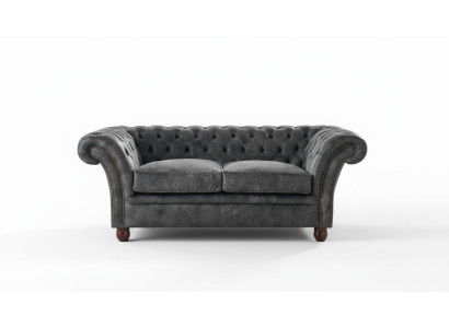 Chesterfield Sofa Couch Polster Stoff Leder Couchen  Polster Garnitur 2 Sitzer